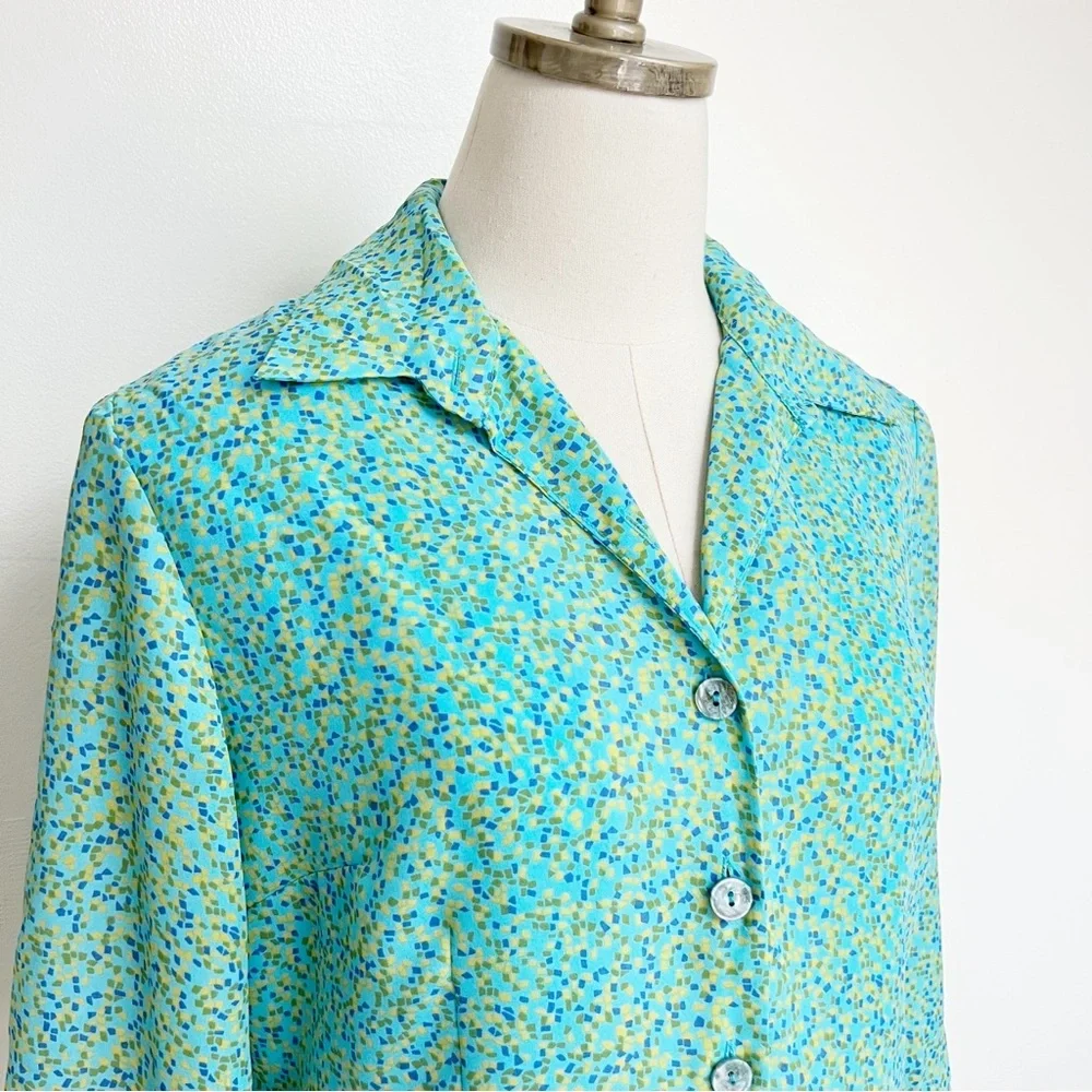 90s Chiffon Patterned Matching Skirt & Top Set size 8 medium